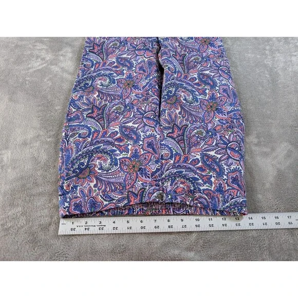 Isaac Mizrahi Live Pants Women’s 8P Purple Paisley Crop Pull On Mid Rise - Picture 7 of 10